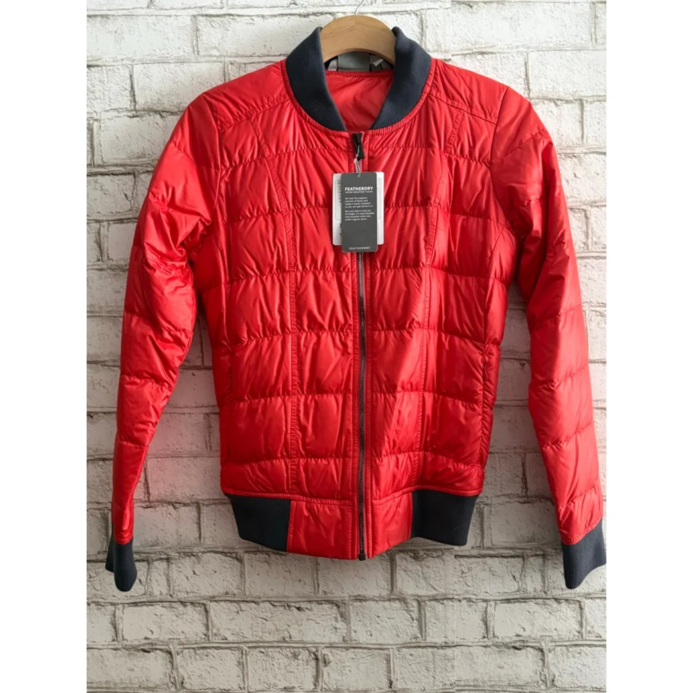 NWT Athleta 800 Down Fill Bomber Jacket Feather Red size XS featherdry